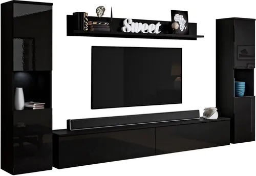 INOSIGN Wohnwand PARIS – Flexibel und Modern - Wohnzimmerschrank Komplett-Set, mit wechselbarem Türanschlag, grifflosem Design und platzsparender Montageoption – ideal für stilvolle Wohnräume.