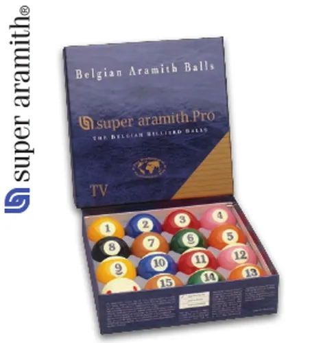 Super Aramith Pro Billard Kugel Satz 57,2 mm - Hochwertige Billardkugeln aus Belgien, perfekt für Profis und Hobbyspieler, garantieren optimale Spielbedingungen und Langlebigkeit.