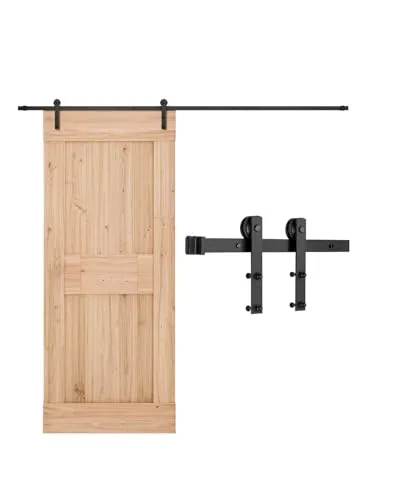 VEVOR Schiebetürsystem 3 m - Robustes Türbeschlagset mit 150 kg Tragkraft - Türsicherungen, langlebig aus Kohlenstoffstahl, feuchtigkeitsbeständig und perfekt für Holz- und Glastüren bis 1524 mm Breite und 44,45 mm Dicke.