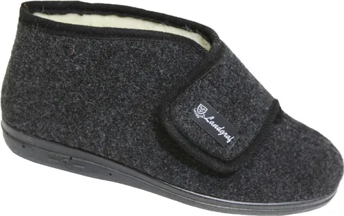SALIHA® Freizeitschuh Landgraf H-Klett anthrazit 38 - Eleganter Hausschuh mit weichem Fleece-Obermaterial und warmem Futter. Die rutschfeste Sohle und das anpassbare Klettverschlussdesign bieten optimalen Komfort und Sicherheit für entspannte Stunden Zuhause.