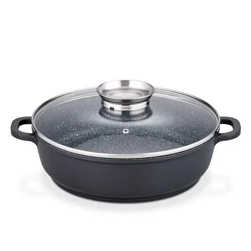 GSW Servierpfanne Gourmet GRANIT 28 cm mit Aromadeckel - Pfanne für alle Herdarten, inklusive Induktion, aus hochwertigem Granit mit praktischem Aromadeckel für aromatisches Kochen.