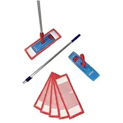 Floorstar Bodenwischer Set Pix, 7-teilig, 40 cm - Vielseitiges Wischer Set für effiziente Reinigung mit 5 Mopps. Ideal für Toilettenanlagen und in verschiedenen Farben erhältlich zur Trennung der Einsatzbereiche.