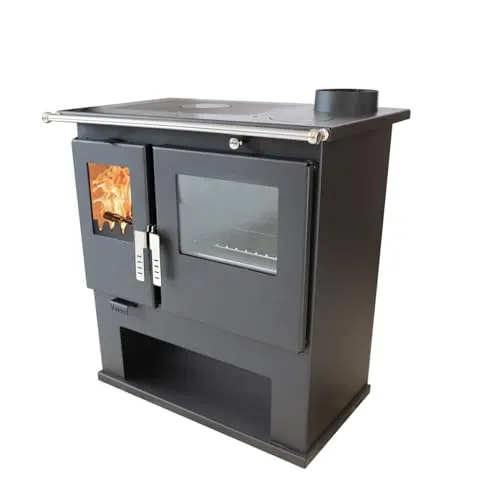 Verso CS Inox Holzofen 7,7 kW - Kaminofen mit Edelstahl-Backofen und Thermometer, ideal für umweltfreundliches Kochen und Heizen in Küche oder Gartenhaus. Energieeffizient mit über 82 % Wirkungsgrad.