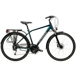 KROSS Trekkingrad Herren 28" Explorer 45.0 blau – 24 Gänge - Robustes Trekkingrad für Abenteuerlustige, ausgestattet mit 24-Gang Shimano DEORE Schaltung und komfortabler Federgabel. Ideal für lange Strecken und tägliche Ausflüge.