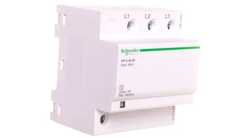 Ogranicznik przepięć iPF40 3P 340 V A9L15582 - Überspannungsableiter für effektiven Schutz vor Überspannungen, 3-polig mit Imax 40kA, ideal für industrielle Anwendungen und Netzformen TN-C.