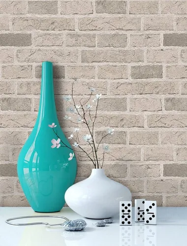 Newroom Papiertapete natur Tapete Ziegelstein Stein, Steintapete Beige Steintapete Ziegelstein Backstein Mauerwerk Klinker Stein Tapete Steinoptik Wohnzimmer, Backstein