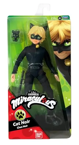 Miraculous Core Fashion Doll Cat Noir - Figuren, super bewegliche 26cm große Cat Noir Puppe mit abnehmbarem Outfit, Sidekick Kwami "Plagg" und coolen Accessoires für unendlichen Spielspaß!