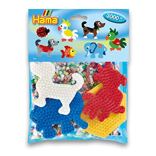 Hama Perlen 4416 Set - 3.000 bunte Midi Bügelperlen, inklusive Motivvorlagen und 4 Stiftplatten für kreatives Basteln ab 5 Jahren