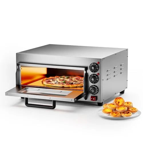 Pizza-Backofen 2000W mit Cordierit Stein - Grills – Authentischer Steinofen-Geschmack für Ihre Pizza, dank 350°C Temperatur und hitzebeständigem Cordieritstein für knusprige Ergebnisse.