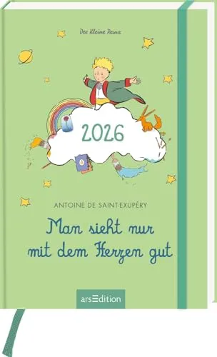 Buchkalender Man sieht nur mit dem Herzen gut 2026: Der Kleine Prinz | Handlicher Notizkalender mit Wochenkalendarium