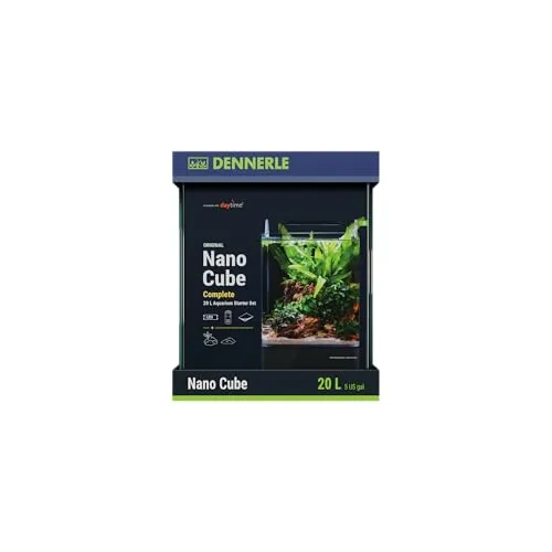 Dennerle Nano Cube Complete, 20 Liter - 25 x 25 x 30 cm - Mini-Aquarium Komplett-Set mit abgerundeten Ecken