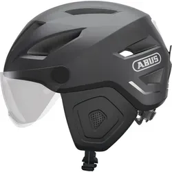 Fahrradhelm "PEDELEC 2.0 ACE" dunkelgrau S (51-55 cm) - ABUS Fahrradhelm für Pedelecs mit tiefem Schläfenbereich für extra Kopfschutz und leuchtstarkem Rücklicht. Ideal für jede Wetterlage und ausgestattet mit Komfort-Features wie Fliegennetz und Regenhaube.