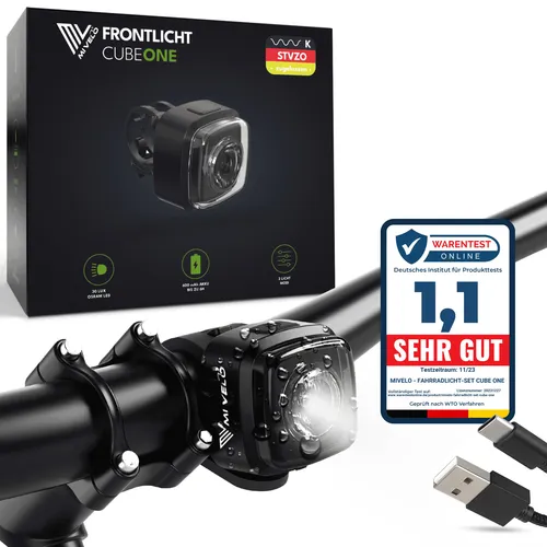 MIVELO Fahrradlicht Frontlicht USB aufladbar - Beleuchtung & Reflektoren, wasserdicht und STVZO zugelassen für sichere Fahrten bei jedem Wetter.
