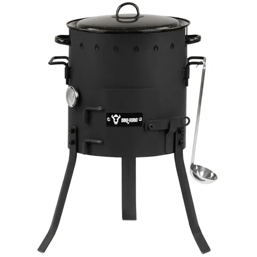 BBQ-Toro Eintopfofen Outdoor Ø 29 cm - Außenküchen: Vielseitiger Eintopfofen für Kochen im Freien, auch als Feuerstelle nutzbar, inklusive Grillrost und Thermometer für optimale Temperaturkontrolle.