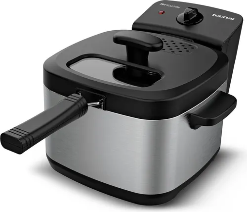 Taurus 973971000 Fry Solution Fritteuse 1.5L 2000W - Fritteuse mit 1,5 L Fassungsvermögen und 2000 W Leistung für schnelles und leckeres Frittieren. Ideal für kompakte Küchen, mit abnehmbarem Korbgriff und temperaturregelbarem Drehregler.