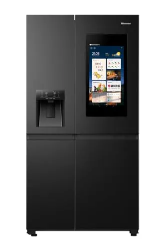 Hisense RS9P628GPFE - Smart Side-by-Side Kühlschrank mit 200€ Cash Back - Side-by-Side Kühlschrank mit 21-Zoll-Smart-Screen für vernetztes Kochen, integriertem Eis- und Wasserspender und Fotowand-Funktion für persönliche Erinnerungen.