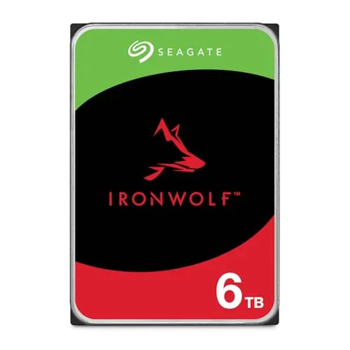 Seagate IronWolf 6TB NAS Festplatte, 3.5 Zoll, 5400 U/min - Ideal für NAS-Systeme mit hoher Kapazität und schnellem Zugriff. Genießen Sie zuverlässige Leistung und Langlebigkeit mit einer Lebensdauer von 1 Mio. Stunden.