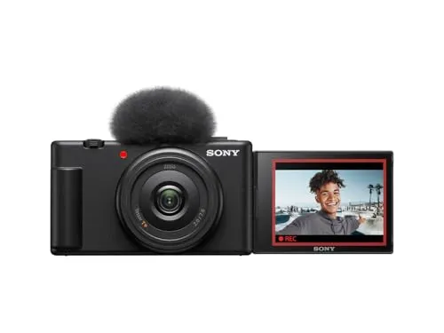 Sony Vlog Kamera ZV-1F - 4K Digitalkamera mit drehbarem Touchscreen, ultra-scharfem 20mm Objektiv und integriertem Mikrofon für klare Audio- und Videoqualität