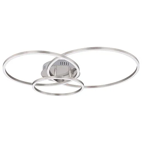 Moderne 3-flammige Deckenleuchte Ringlampe in Nickel und Opalweiß - Elegante Deckenlampe für Wohnzimmer, Schlafzimmer oder Flur. Mit 1770 Lumen warmweißem Licht und modernem Design wird sie zum Blickfang in jedem Raum.