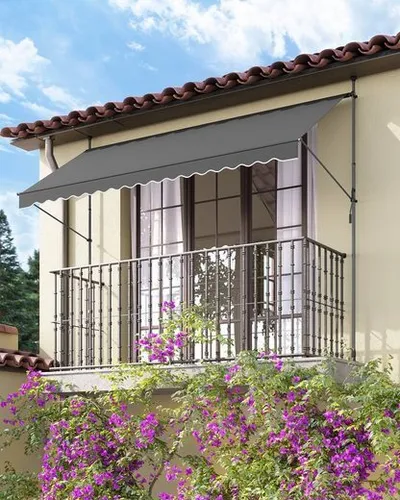 SONGMICS Klemmmarkise - Höhenverstellbare Seitenmarkise für Balkon - Klemm-Markisen, einfache Montage ohne Bohren, schützt vor UV-Strahlen und Regen, ideal für Balkon und Terrasse.