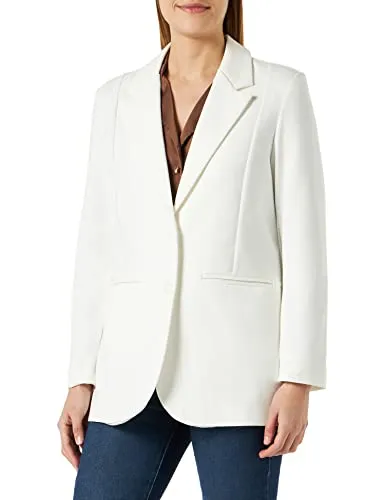 ICHI IHKATE SUS OVERSIZE BL Damen Blazer Longblazer Jacke Long-Blazer mit Knöpfen Stretch und Reverskragen, Größe:L, Farbe:Cloud Dancer (114201)
