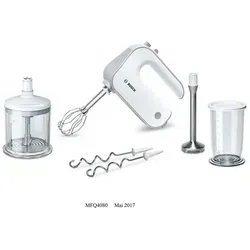 Bosch Hausgeräte Handrührer Styline MFQ4080 - 500 W, leise und kraftvoll mit 5 Stufen und Turbofunktion, inklusive Zerkleinerer und Pürierstab