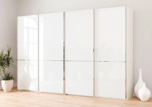 Musterring Schwebetürenschrank Imola W inkl. Einlegeböden und Kleiderstangen, mit Glastüren und Aufleistungen