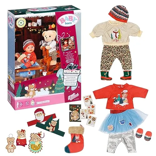 BABY born Adventskalender mit 24 Überraschungen - Spielzeug-Adventskalender mit 24 liebevollen Accessoires, darunter Kleidung und Bären-Themen, ideal für kreative Rollenspiele und unvergesslichen Spielspaß.