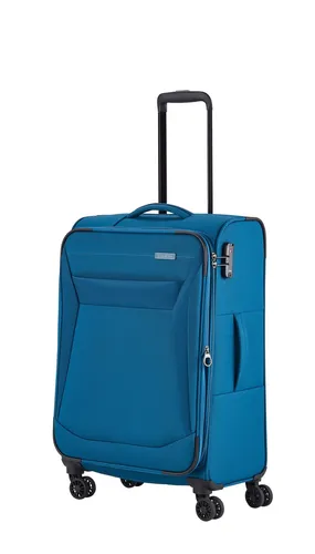 Travelite 4-Rad Koffer Größe M - Weichschale, 67 cm, 60-66 Liter, leicht und praktisch mit Dehnfalte und TSA Schloss