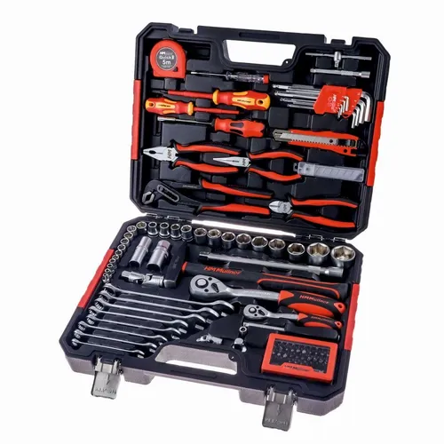HM Müllner Werkzeugkoffer HM1973 - 107-teilig, hochwertig bestückt - Jubiläums-Werkzeugkoffer mit 107 Teilen, ideal für Werkstatt, Haus und Hobby. Inklusive hochwertiger Werkzeuge wie Schraubendreher, Knarren und Zangen, alles in einem robusten Koffer.