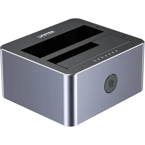 Unitek Y-3027GY01-EU Disk Clone Station - USB Hub für 2 x SATA 2,5"/3,5" Festplatten, ermöglicht schnelles Klonen mit 10Gbps, ideal für Datensicherung und Upgrade.