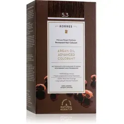 Korres Argan Oil Haarfarbe 5.3 Golden Honey Light Brown - Permanente Haarfarbe mit Arganöl, 50 ml, für lebendige und lang anhaltende Farbresultate. Verleiht Ihrem Haar strahlenden Glanz und sorgt für geschmeidige Struktur.