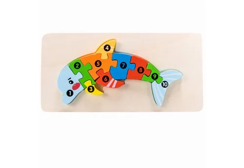 GICO Steckpuzzle Holzpuzzle Delfin mit Zahlen von 1 bis 10- 3911, Puzzleteile