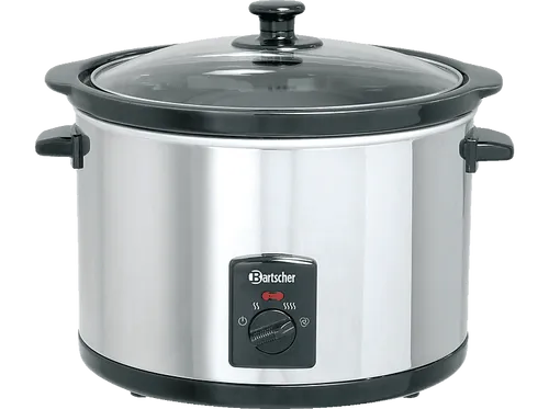 Bartscher Speisenwärmer Warmhaltetopf A100155 - Chafing Dish mit 5,5 Liter Fassungsvermögen, 280 Watt Leistung und temperaturregelbar von 20 bis 96°C. Ideal für Buffets und Gastronomie, mit herausnehmbaren Innentopf und hitzeisoliertem Deckel.