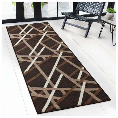 Floordirekt Teppich-Läufer nach Maß Printed Braun mit Streifen - Eleganter Teppichläufer "Printed" in Braun mit rutschhemmender Gel-Rückseite. Ideal für jeden Raum, bietet er eine stilvolle Ergänzung und sorgt für Sicherheit im täglichen Gebrauch.