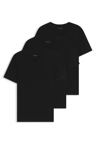 HUGO BOSS Herren T-Shirt Vn 3p Co T-Shirt - New Black, M - T-Shirts für Herren im Dreier Pack, aus weichem und atmungsaktivem Material, Regular Fit mit hochwertiger Logo Stickerei für einen eleganten Look.