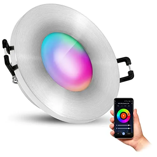SSC-LUXon BEDA Smart LED Einbauspot Flach IP65 RGB CCT für Bad & Außen - Smart LED Einbauspot für Innen und Außen mit IP65-Schutz. Erstellen Sie stimmungsvolle Licht-Atmosphären mit RGB und dimmbarer Farbtemperatur. Kompatibel mit Alexa und Google Home für einfache Steuerung.