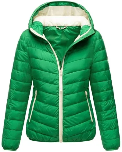 MARIKOO Damen Winterjacke B994 - Stylische Steppjacke mit Kapuze - Funktionsjacke für Damen, bietet Wärme und Komfort bei kaltem Wetter, mit praktischem integrierten Beutel und Reißverschlusstaschen für zusätzlichen Stauraum.