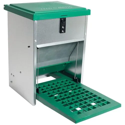 Feedomatic Futterautomat 5kg - Ideal für Geflügel - Kategorie: Geflügelhaltung, robuster Futterautomat aus Edelstahl und Kunststoff, perfekt für Hühner, Enten und andere Geflügelarten.