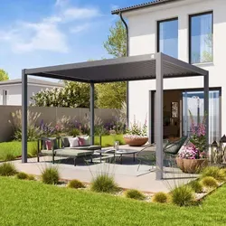 TOOLPORT PRIMEYARD Pergola 3x4 m mit Lamellendach - Pavillon mit integriertem Wasserablaufsystem und verstellbarem Lamellendach aus robustem Stahl – ideal für ganzjährige Nutzung auf Ihrer Terrasse.