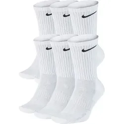 Nike Unisex Everyday Cushioned Training Crew Socks (6 Paar) - Weiß - Herrensocken mit dickem Frottee für optimalen Tragekomfort und Dämpfung, ideal für intensive Workouts. Das schweißableitende Material sorgt für trockene Füße, während das anatomische Design für eine perfekte Passform sorgt.