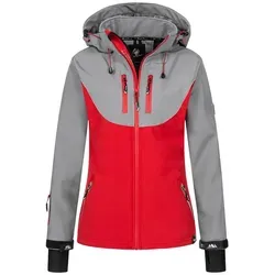 Rock Creek Damen Softshelljacke D-442 - Rote Übergangsjacke - Funktionsjacken, winddicht und atmungsaktiv, ideal für Outdoor-Aktivitäten. Hochwertige Verarbeitung mit abnehmbarer Kapuze und wasserabweisenden Reißverschlüssen.