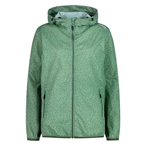 CMP Damen Regenjacke mit fester Kapuze - Funktionsjacke, wind- und wasserdicht (WP 5.000), komplett zusammenklappbar für einfache Mitnahme, ideal für aktive Frauen, die auch bei Regen nicht auf Stil verzichten wollen.