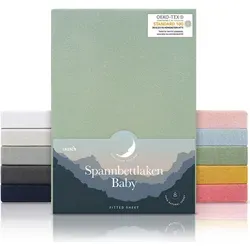 Laleni Jersey Spannbettlaken Laufgitter 6-eckig 100x115 cm - , 100% Baumwolle, atmungsaktives Spannbetttuch für Baby, 135 g/m2, Summer Green - grün - Grün