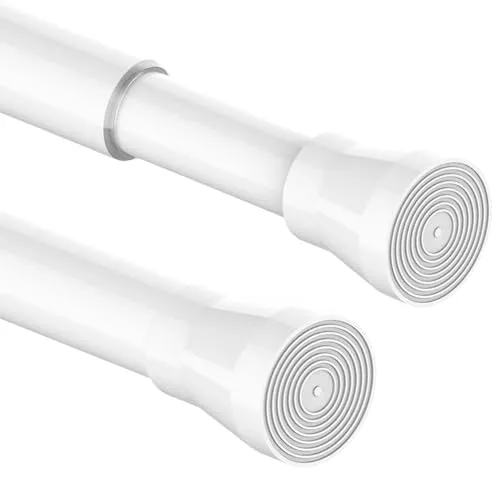 Stück Duschstange ohne Bohren Edelstahl Gardinenstange ohne bohren Einstellbar Shower Curtain Rod, Teleskopstange für Schrank, Badezimmer, Balkon, Duschvorhang 85-270cm Ø32mm Weiß 1