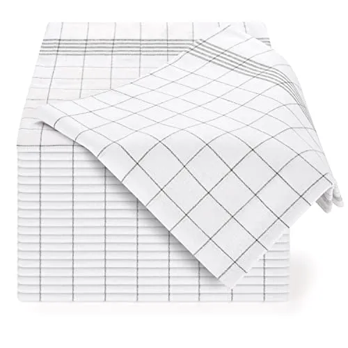 Blumtal 10er Set Premium Geschirrtücher - Hochwertige Geschirrtücher, 100% Baumwolle, grau kariert, 50x70cm