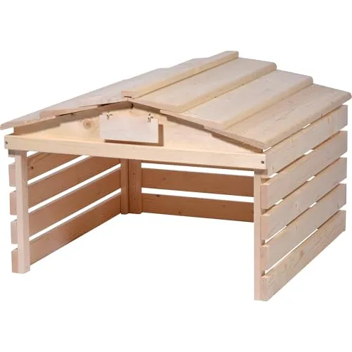 dobar® Mähroboter Garage aus Holz mit abnehmbarem Dach - Rasenroboter Unterstand mit individualisierbarem Schild - 78,5 x 74 x 52,5 cm - Natur