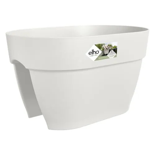 elho Vibia Campana Flower Bridge 40 - Übertopf für Balkon & Außen - Ø 39.0 x H 22.0 cm - Weiß/Seidenweiß