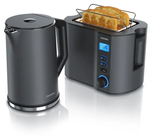 Arendo Frühstücks-Set: Wasserkocher mit Temperatureinstellung & 2-Scheiben-Toaster - Frühstücksset mit Wasserkocher (1,5L, 2000W) und Toaster (800W) in modernem Design. Perfekt für genussvolle Frühstücke mit cleveren Funktionen und intuitiver Bedienung.