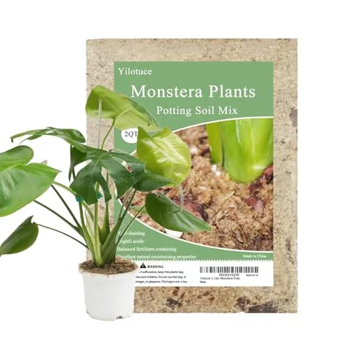 Yilotuce 2 Liter Monstera Erde, Langanhaltende feuchtigkeitsspendende Blumenerde zum Umtopfen und Wachsen von Monstera Deliciosa/Schweizer Käse-Pflanzen